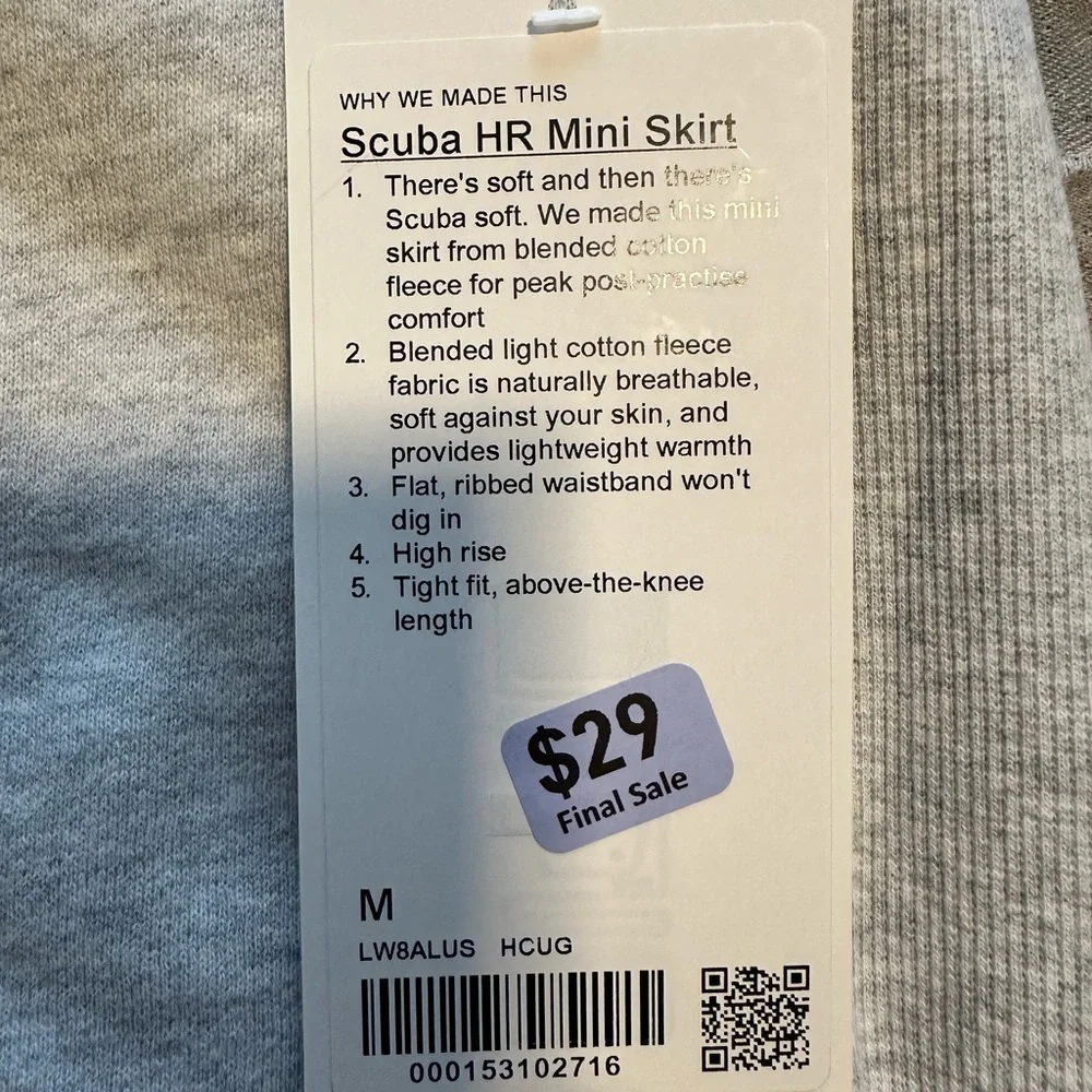 Lululemon Scuba HighRise Mini Skirt Heathered Core Ultra Light Gray Med NWT - Picture 9 of 9